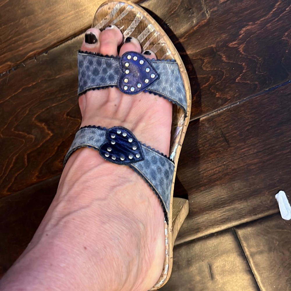 Super cute fun slip on heel sandals